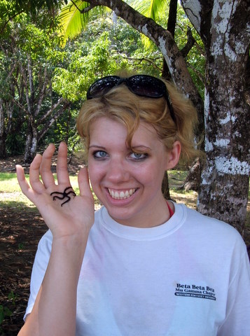 Helen Garber with a brittle star