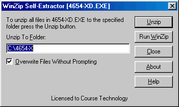 WinZip Self-Extractor [4654-XD.EXE] Dialog Box default folder