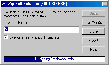 WinZip Self-Extractor [4654-XD.EXE] Dialog Box downloading