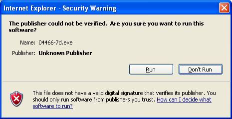 Internet Explorer- Security Warning Dialog Box