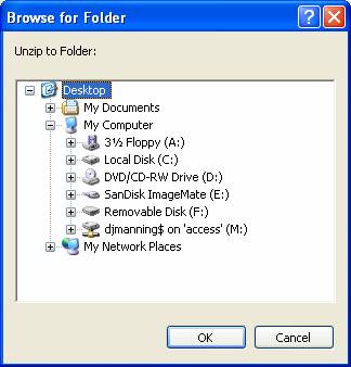 Browse for Folder Dialog Box