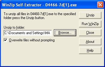 WinZip Self-Extractor - 04466-7d[1].exe Dialog Box